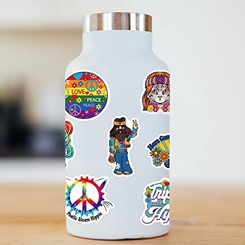 ViKiVi 100 Pcs Hippie Stickers, Trippy Stickers for Adults, Waterproof Stickers Pack, Vinyl Peace Love Stickers for Water Bottle Laptop Hydroflask Skateboard Computer