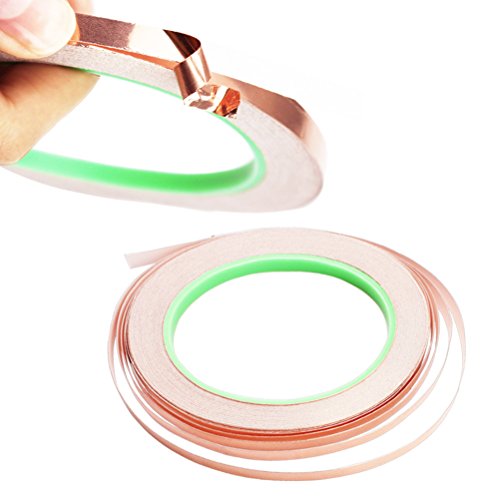Copper Foil Tape Pack of 4, Copper Foil Adhesive Tape for Snail Repellent, EMI Shielding, Electrical Repair, Stained Glass, Paper Circuit, Soldering,1/4 inch