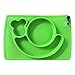 Silicone Children Placemat+3 Compartments Plate for Kids Babies Child Toddlers Food+Meal+Dining Table+Feeding+Prep NonSlip Mat Portable Travel Snail+FDA Approved+Microwave Safe Suction(Green)Kidwand
