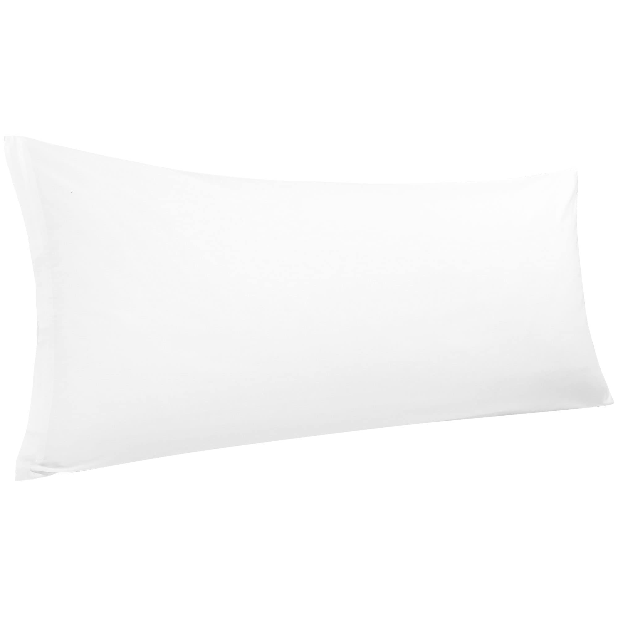 PiccoCasa Body Pillow Cover Egyptian Cotton Bolster Pillow Cases, 300 Thread Count Super Soft and Breathable Long Body Pillowcase with Zipper Closure White 20"x48"/ 4ft