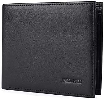 Mens Genuine Leather Bifold Wallet with 2 ID Window and RFID Blocking