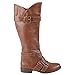 Brinley Co. Womens Regular and Wide-Calf Buckle-Strap Knee-High Riding Boot