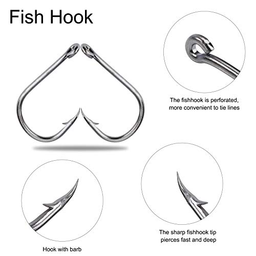FT-SHOP Angelhaken Kohlenstoffstahl Frisches Wasser Salzwasser Fisch Haken Kit mit Plastikbox 200 Stück 10 Größen – Bild 3