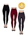 Womens Leggings Fleece Lined-High Waist 3 Pack (Black, Charcoal, Wine) - Basic Elastic Ankle Legging, (One Size)