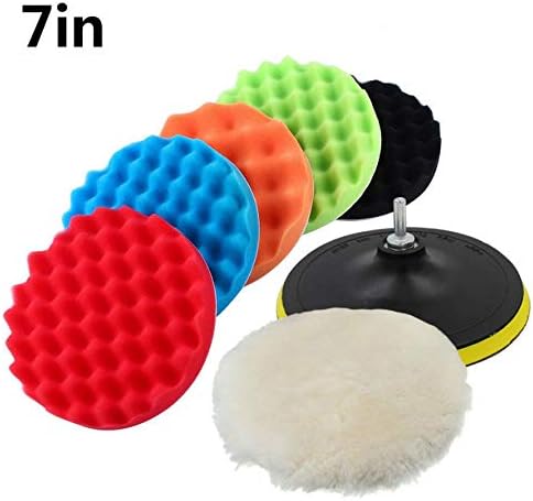 7Pcs 7" Polishing Waxing Buffing Sponge Pads Kit Compound Car Polisher