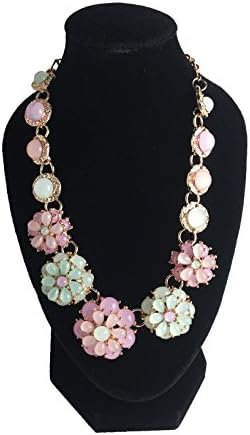 Henry Jewelers "String of Flowers" Statement Necklace: Vegan Friendly &amp; Nature Inspired, Pink and Blue Flower Necklace