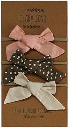3 Pack hand-Tied Girl Bows On Nylon Headband