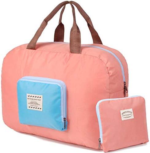 YELLOW LEAF PRODUCTS Waterproof Large Capacity Folding Travel Hand Bag | Cloth Organizer | Storage Luggage for Shopping 40 x 32 x 20 cm (Baby Pink)