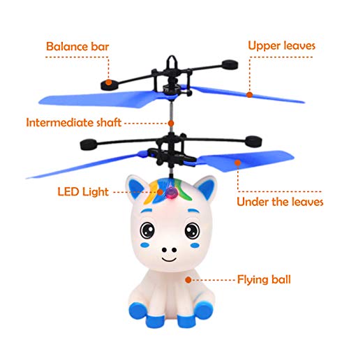 COOVEE Flying Ball Toy, Hand-Controlled Rechargeable Infrared Induction Drone RC Flying Toy Built-in Shining LED Lights for Kids
