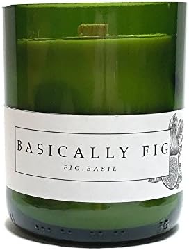 BASICALLY FIG || Fig, Basil candle || Recycled Wine Bottle-Wood Wick-Soy Candle || 8 ounces