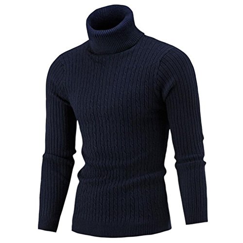 Winter Brand Solid Simple Slim Male High Neck Sweater Navy L Winter Brand Solid Simple Slim Male High Neck Sweater Navy L