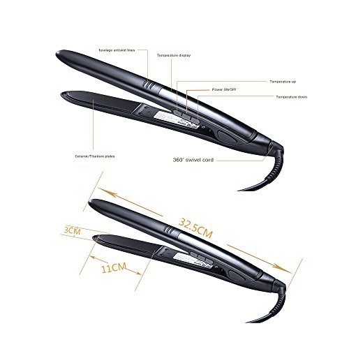 Topstone® Professional Digital Hair Straightener Ceramic Curling Iron with a Bonus Travel Pouch (Black) - Thumbnail 2