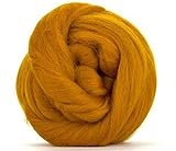 4 oz Paradise Fibers 64 Count Dyed Amber (Yellow) Merino Top Spinning Fiber Luxuriously Soft Wool Top Roving for Spinning with Spindle or Wheel, Felting, Blending and Weaving