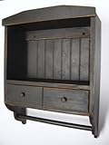 Shelf Country Rustic Primitive Wood Towel Holder with Drawer