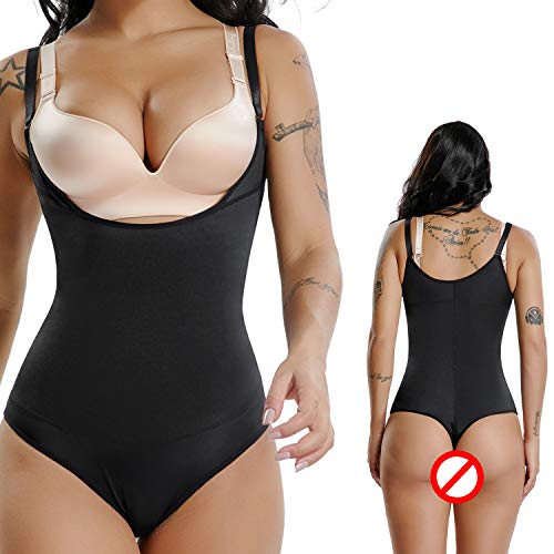 Strapless Firm Control Open-Bust Bodysuit - Latex Seamless Bodyshaper with Thong