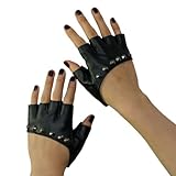 New Lady Gaga Sexy Diva Art Black Rivet Fingerless PU Leather Five Fingers Dress Driving Gloves