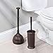 mDesign Modern Plastic Bathroom Storage and Cleaning Accessory Set - Includes Toilet Plunger, Bowl Brush, 3-Roll Toilet Paper Canister with Lid, Wastebasket Trash Can/Garbage Bin - 4 Pieces - Bronze
