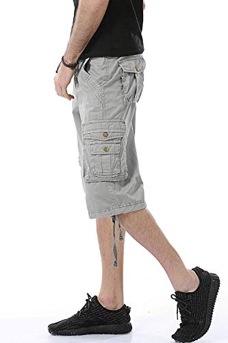 HHGKED Men's Twill Cargo Shorts (Light Grey, 38) - Thumbnail 3