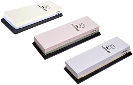 PriorityChef 3-Pc. Combo Whetstones, Double-Sided Rectangle Stone Blocks, Smooths and Polishes Blades with Ease, Perfect for Rough Grinding or Fine Finishing, Safe and Easy to Use
