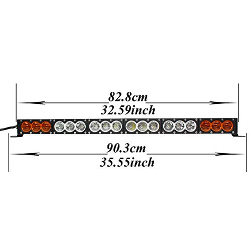 AngelMa 32'' Dual Color Amber/White CREE Led Light Bar Cree LED Light Bar Offroad stroboflash 180w 20000 Lumen Off Road Polaris RZR UTV 4WD 4X4 Jeep Truck Tractor Raptor Bumper Rock+ Wireless Control - Thumbnail 2