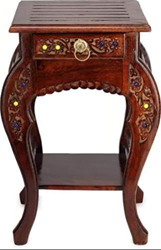 R A A Wood Carving Handicrafted Natural Wooden Side Table Wooden Stool Wooden Stool For Decoration For Sitting Standard Size Brown Amazon In Home Kitchen