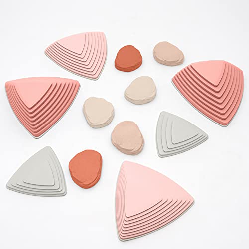 JumpOff Jo - Rocksteady Plus - Balance & Coordination Enhancing Blocks and Stepping Foam Stones, Sensory Toys for Kids - Indoor and Outdoor Obstacle Course, Set of 12 Pieces - Desert Rose