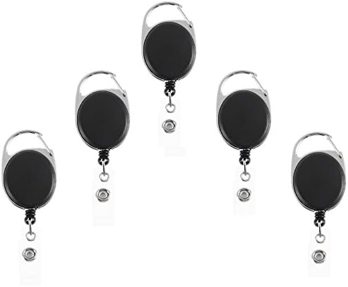 Retractable Badge Holder Carabiner Reel Clip On ID/Badge Card Holders 5 Pack by Alliance ID