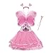 VOWOV Girls Dress Up Princess Fairy Costume Set Halloween with Dress, Wings, Wand and Headband for Children Ages 3-10