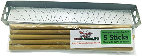 Kick Mosquito Repellent Sticks Citronella Lemongrass 100% Natural - Free Holder + 5 Giant STICKS