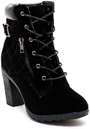 Carrini CA Collection Womens Fashion Quilted Padded Cuff Booties, Black, Size 10, US
