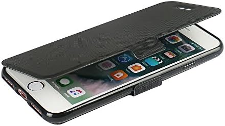 iPhone 7 Plus case, iPhone 8 Plus case, MTRONX Magnetic Ultra Folio Flip Slim PU Leather Soft TPU Twill Case Cover with Stand for Apple iPhone 7 Plus iPhone 8 Plus - Black(MS-BK)