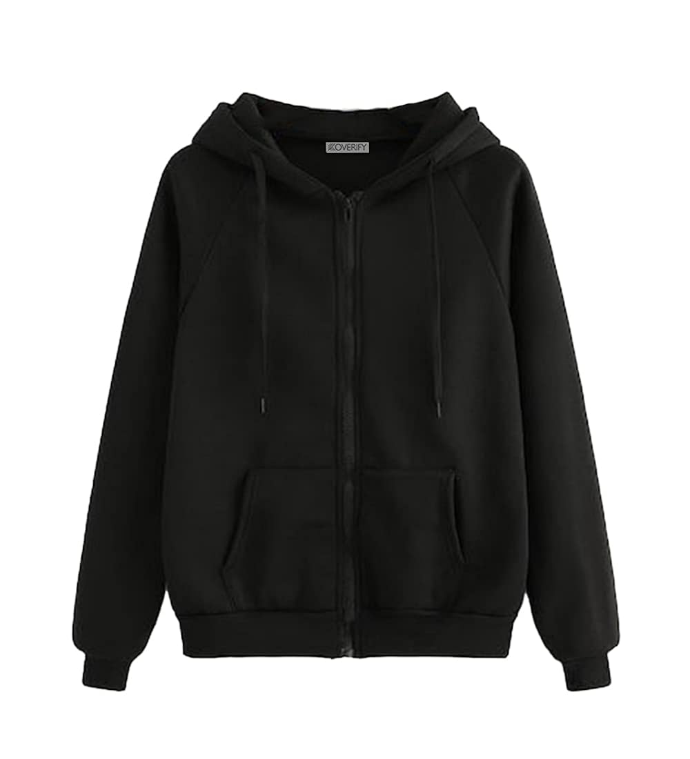 Buy Koverify Plain Black Hooded Jacket/ Hoodie for Women and Men