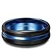 Tungary 8mm Tungsten Rings for Men Wedding Engagement Band Blue Grooved Brushed Size 7-14