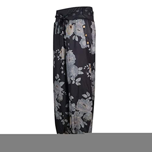 CCatyam Plus Size Yoga Pants for Women, Wide Leg Harem Trousers Printed Loose Sport Fashion Black