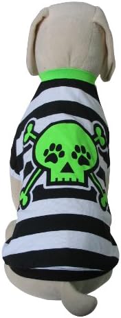 UP-Collection Funky Stripped Skull T-Shirt, Medium