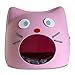 Furhaven Pet Cat Bed Furniture | Cat Shape Cutout w/ Face Decor Felt Pet House Private Den Hideout Pet Bed for Cats & Small Dogs, Light Pink, One Sizethumb 2
