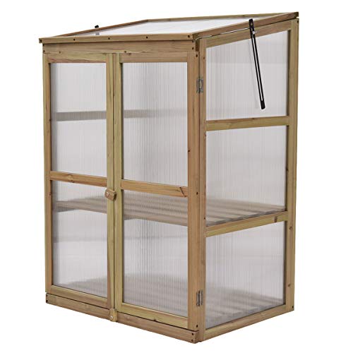Giantex Garden Portable Wooden Cold Frame Greenhouse Raised Flower Planter Protection (30.0"X22.4"X42.9") - Thumbnail 7