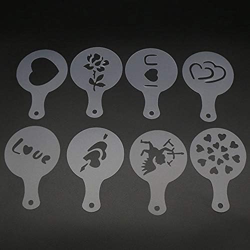 Shopline Coffee Decorating Stencils, DIY Cakes Cupcake Cappuccino Latte Art Stencil Template Tool for Adults Kids Children (8 Pcs Love Style)