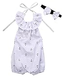 Infant Baby Girl Romper Anchor Bodysuit Jumpsuit Outfits Sunsuit Ruffles Clothes (0-6 Months, White)