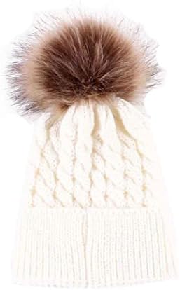TrimakeShop Baby Infant Toddler Winter Crochet Hat Hairball Knitted Pom Beanie (White)