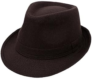 Simplicity Unisex Timelessly Classic Manhattan Fedora Hat, Brown