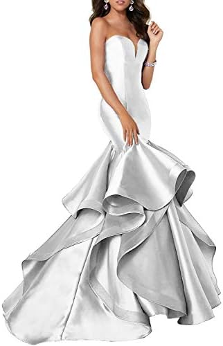 Women's Sweetheart Mermaid Prom Evening Party Dresses Tiered Formalsa51