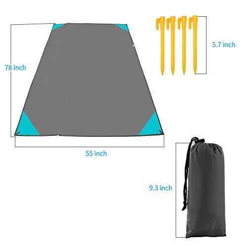 iMissiu Sand Free Beach Mat, Picnic Pocket Blanket Lightweight Waterproof Beach Blanket for Outdoor Camping, Travel, Hiking (Grey)