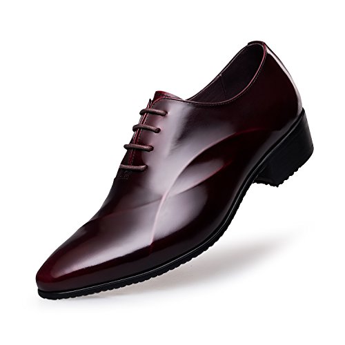 ZRO Men's Lace Up Formal Modern Oxford Dress Shoes Wine US 11