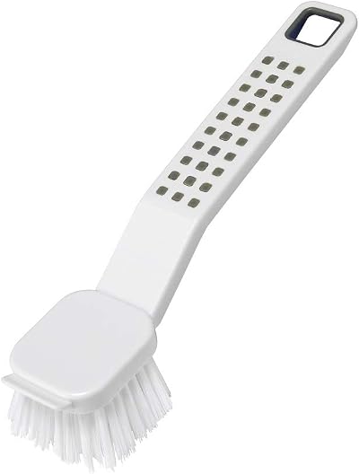 Addis Premium Soft Grip Washing Up Dish Brush With Scraper White Grey