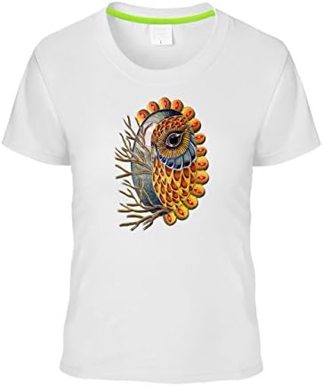 TaDey Owl Beautiful Egg-Shaped Image Tee Shirts for Man M white