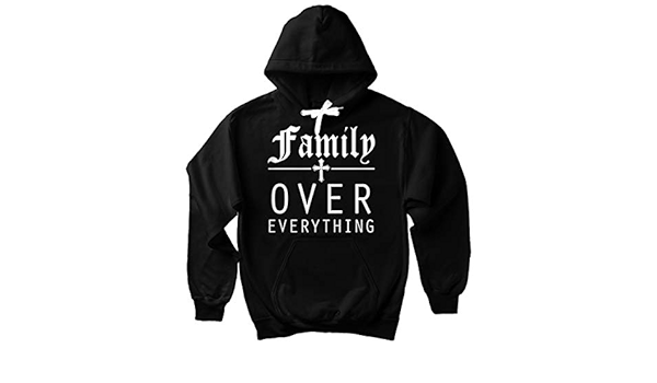 black sweatshirt with white strings