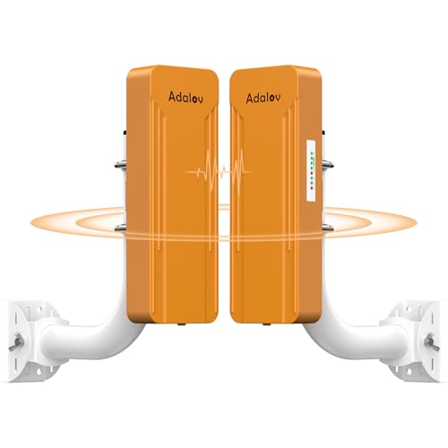AdaLov Point to Point Wireless Bridge Outdoor CPE469, Gigabit Dual-Band 2.4/5.8GHz 3KM WiFi Bridge with Mounts, Extend Network to Garden Office, Garage, Barn & CCTV, Plug & Play, IP 65 Waterproof, PoE