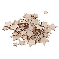 Simdoc 200pcs Mixed Sized Wooden Star Embellishments, DIY Scrapbooking Accessories Ornaments for Wedding Party Crafting Card Making