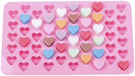 YIYEZI 55 Mini Heart Silicone Chocolates Shape Baking Pan Ice Cube Sweets Truffles Making (Pink)